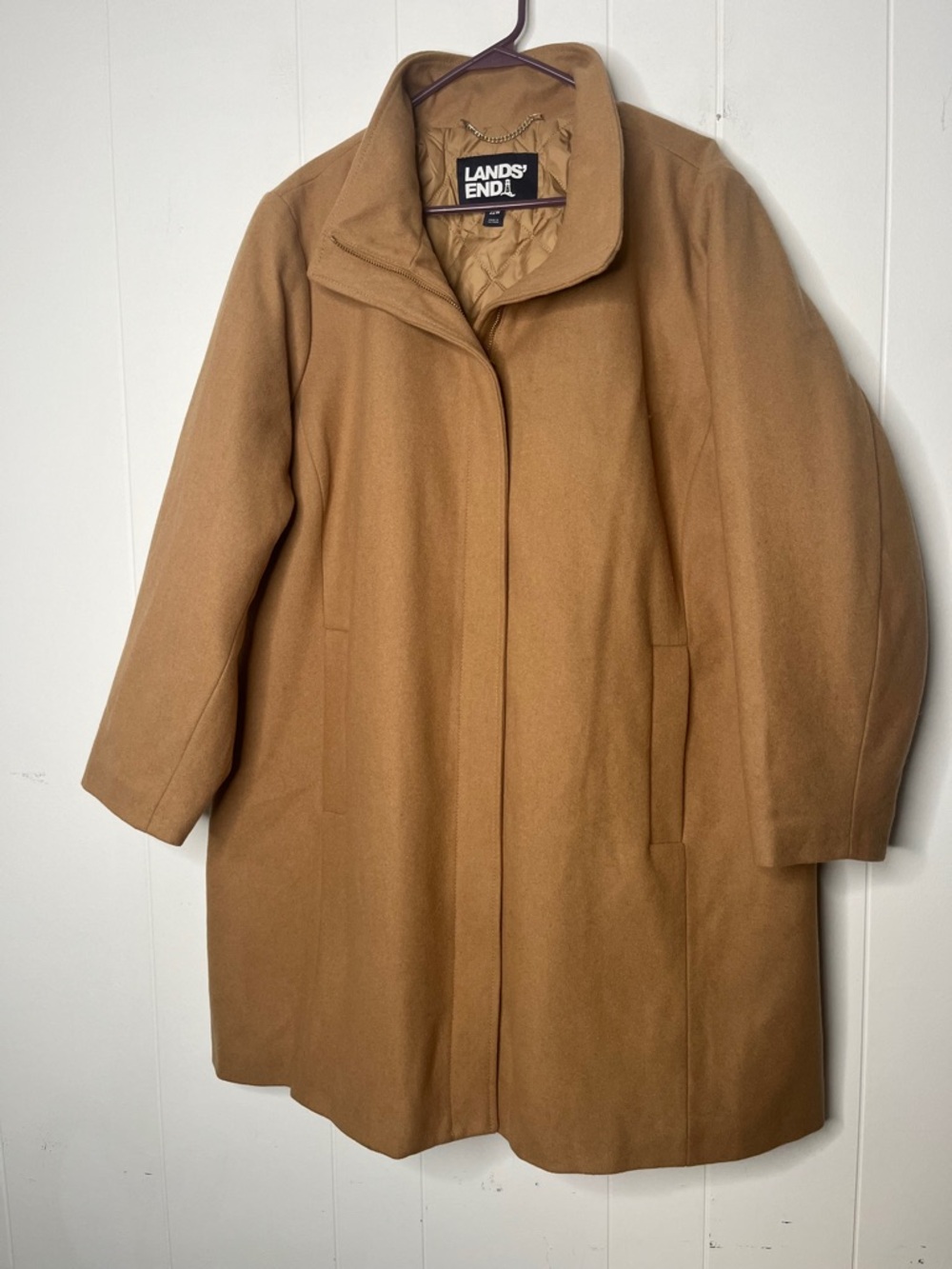 Lands' End Women's Camel Brown Wool Coat
